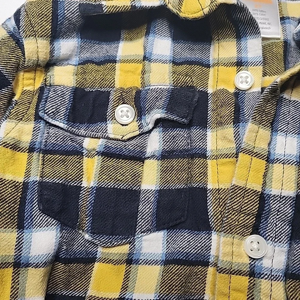 GYMBOREE Toddler Boys Yellow Plaid Fall Flannel‎ 2011 Shirt Size 2T